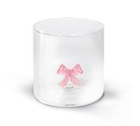 WD Lifestyle - Verre en verre borosilicate 250 ml avec objet en verre coloré intérieur (nœud rose)