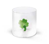 WD Lifestyle - Verre en verre borosilicate 250 ml avec sujet en verre coloré intérieur (trèfle à quatre feuilles)