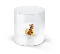 WD Lifestyle - Verre en verre borosilicate 250ml avec motif en verre coloré à l'intérieur (Chat Tigre)