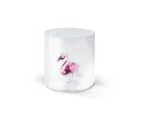WD Lifestyle Verre en verre borosilicate Capacité 250 ml Décor flamant rose.