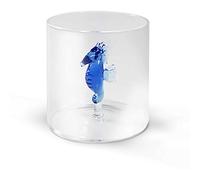 WD Lifestyle Verre en verre borosilicate Capacité 250 ml Décoration hippocampe.