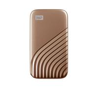 WD My Passport SSD WDBAGF5000AGD - SSD - crypté - 500 Go - externe (portable) - USB 3.2 Gen 2 (connecteur USB-C) - AES 256 bits - or