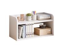 wD7rE5bm6z étagère à Livres Bibliothèque de Bureau Blanche à Double Niveau, étagères Rangement en Panneau densité, for l'étude du Domicile et l'organisateur d'affichage Cuisine