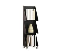wD7rE5bm6z étagère à Livres Bibliothèque en Acier à 3 Niveaux, Mobile, avec roulettes, Support de Rangement Minimaliste, Coin d'accueil(Noir)