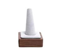 wD7rE5bm6z Tours de bijoux Ring Display Stand Wooden Base Microfiber Cone | For Jewelry Showcase(Light grey)