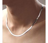 WDam Collier en Argent chaîne de Serpent Hommes Femmes Couple chaîne de Lame en Argent Sterling 4 mm, 55 cm
