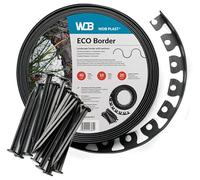 WDB Bordure de Jardin Gazon en Plastique Flexible 10m/4cm avec 20 Piquets d'ancrage Bordures de Pelouse, Noir