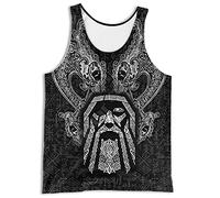 WDBAYXH Débardeurs de Sport Norse Fenrir Wolf/Dragon Muscle Hommes, Viking Odin Mjollnir Runes T-Shirts sans Manches à Séchage Rapide Maille d'impression 3D, Chemise D'entraînement Gilet,Odin,5XL