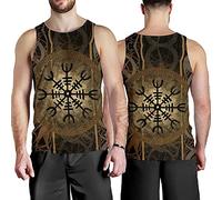 WDBAYXH Débardeurs Nordiques pour Hommes Helm of Awe Impression 3D Viking Tatouage T-Shirt sans Manches, Nouveauté Vintage À Séchage Rapide Léger Cool Muscle Shirt Vest, Streetwear D'été,Noir,5XL