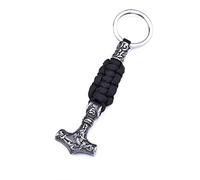 WDBAYXH Lanière de la Mythologie Nordique Porte-Clés Fait Main Marteau de Thor, Paracord Tissé, Perles Acier Inoxydable Viking, Porte-Clés Pendentif Sac, Accessoires Style Extérieur,Retro Silver