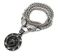WDBAYXH Pendentif en Acier Inoxydable Tête de Loup Fenrir 3D pour Homme, Tête de Serpent Chaîne Lourde Rétro Punk Talisman Collier, Cadeau de Bijoux Nordique Scandinave Celtique Païen Amulette,50CM