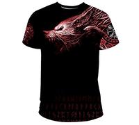 WDBAYXH Viking Fenrir Wolf/Dragon Tattoo T-Shirt Imprimé en 3D, Chemise Cosplay à Manches Courtes Mythologie Nordique Streetwear, T-Shirts Graphiques Décontractés à Col Rond D'été,Fenrir1,L