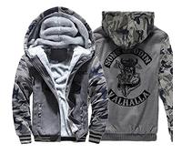 WDBAYXH Viking Thicken Plus Sweat à Capuche Zippé Chaud en Polaire, Valhalla Sons of Odin Sweat-Shirt Camo Imprimé, Grandes Poches, Veste Décontractée Lourde Personnalité Streetwear,Dark Gray 1,3XL