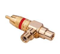 Wdbild Adaptateur mâle vers femelle en laiton plaqué or 2RCA à angle droit pour home cinéma HDTV amplificateurs vidéo composite