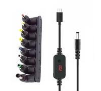 Wdbild Câble convertisseur USB vers DC5521 5,5 x 2,1 mm 1 m avec 8 embouts de connecteurs pour appareils ménagers et appareils électroniques portables Type C