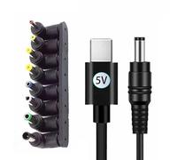 Wdbild Câble convertisseur USB vers DC5521 5,5 x 2,1 mm 1 m avec 8 embouts de connecteurs pour appareils ménagers et appareils électroniques portables Type C