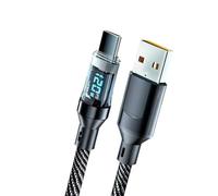 Wdbild Câble USB type C vers USB 120 W avec affichage numérique LED Charge rapide Câble de transfert de données Métal tressé USB