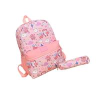 Wdbild Cartable cartable, sac à dos dessin animé et pochettes à stylos ensemble pratique pour garçons et filles avec grande capacité et sangle réglable, rose, Taille unique