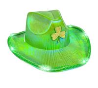 Wdbild Chapeau de cow-boy, chapeau de trèfle vert à LED populaire pour la StPatrick, accessoires de vacances irlandais, chapeaux de fête, festival, événement, couvre-chefs pour tous les âges