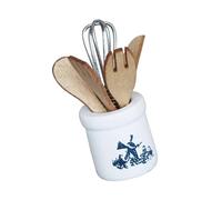 Wdbild Detail Lot de 6 ustensiles de cuisine miniatures avec support en céramique pour maison de poupée réaliste Décoration miniature en bois Maison de poupée Ustensiles de cuisine