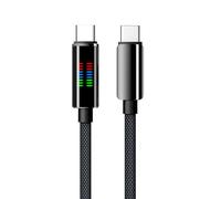 Wdbild Écran LED intelligent 240 W double type C câble de charge rapide avec cordon tressé pour cordon d'alimentation intelligent rapide