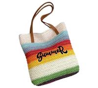 Wdbild Élégant et pratique - Sac tissé arc-en-ciel - Sac à bandoulière spacieux pour les vacances à la plage et le shopping en ville - Sac à bandoulière, D, One Size