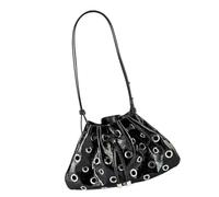 Wdbild Élégant sac seau à rivets creux avec cordon de serrage élégant en cuir PU Sacs à main à bandoulière tendance pour femmes et filles Sac à main de luxe avec cordon de serrage, Noir , One Size