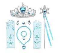 Wdbild Ensemble d'accessoires de princesse pour filles avec gants, couronne, boucles d'oreilles, collier et tresse de cheveux pour cosplay