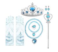 Wdbild Ensemble d'accessoires de princesse pour filles avec gants, couronne, boucles d'oreilles, collier et tresse de cheveux pour cosplay