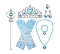 Wdbild Ensemble d'accessoires de princesse pour filles avec gants, couronne, boucles d'oreilles, collier et tresse de cheveux pour cosplay