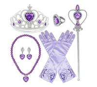 Wdbild Ensemble d'accessoires de princesse pour filles avec gants, couronne, boucles d'oreilles, collier et tresse de cheveux pour cosplay