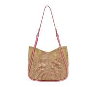 Wdbild Grand sac à bandoulière pour femme en paille creuse, sac fourre-tout réutilisable et décontracté, a