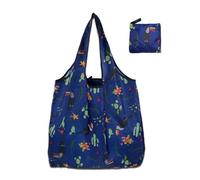 Wdbild Grand sac de courses pliable et sac polyvalent avec un grand espace de rangement, léger, adapté pour les voyages et les pique-niques réutilisables, Oiseau bleu marine, One Size