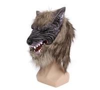 Wdbild Halloween Latex Animal Loup pour Tête avec Cheveux Déguisement Halloween Pendentifs en vrac
