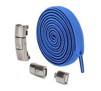 Wdbild Lacets de chaussures extensibles plats avec boucle en métal pour baskets - Lacets réglables - Lacets élastiques sans nœud, bleu marine