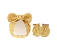 Wdbild Lot de 2 chapeaux de nouveau-nés avec moufles en coton doux et respirant anti-rayures, gants pour bébé de 0 à 6 mois, bandeau unisexe en coton pour bébé, I, taille unique