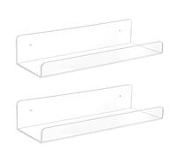 Wdbild Lot de 2 étagères murales flottantes pour cuisine, salle de bain, étagère de rangement murale à une seule couche, organiseurs économisant de l'espace, étagère d'affichage transparente en forme