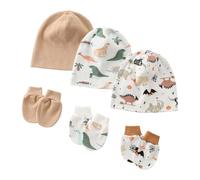 Wdbild Lot de 3 bonnets respirants pour bébé - Bonnet fœtal confortable avec gants assortis pour bébé de 0 à 1 mois - Unisexe, Set 06, Taille unique
