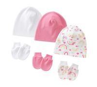 Wdbild Lot de 3 bonnets respirants pour bébé - Bonnet fœtal confortable avec gants assortis pour bébé de 0 à 1 mois - Unisexe, Lot de 10., Taille unique