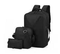 Wdbild Lot de 3 sacs à dos pour ordinateur portable avec sac à bandoulière et trousse à crayons pour adolescent garçon, Noir , Beauté de masse