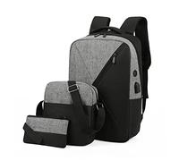 Wdbild Lot de 3 sacs à dos pour ordinateur portable avec sac à bandoulière et trousse à crayons pour adolescent garçon, gris, Beauté de masse