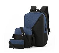 Wdbild Lot de 3 sacs à dos pour ordinateur portable avec sac à bandoulière et trousse à crayons pour adolescent garçon, bleu, Beauté de masse