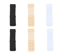 Wdbild Lot de 6 rallonges de crochet pour soutien-gorge, tissu doux, 3 rangées, 2 crochets, extension de dos réglable pour améliorer le confort et l'ajustement des attaches, 2black2skin2wh, taille