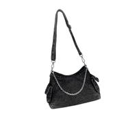 Wdbild Luxueux sac à bandoulière en jean à la mode sacs de soirée décontractés avec sangle de chaîne pour le shopping et les rendez-vous galants en jean décontracté, Noir , One Size