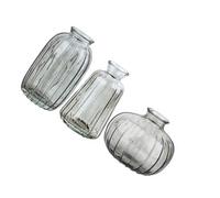 Wdbild Modern Homes Decors Lot de 3 vases en verre transparent nervuré pour améliorer la visibilité florale, arrangements floraux, vases en verre transparent
