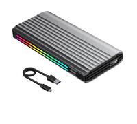 Wdbild NVME Boîtier de disques durs SSD avec éclairage ARGB Boîtier de disque dur USB C 10 Gbit/s Connexion sans outil