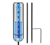 Wdbild Pluviomètre de 17,8 cm de capacité, facile à lire, jauge de pluie en métal avec piquet pour jardin, cour, art, décoration, plantes, moniteur des besoins en eau