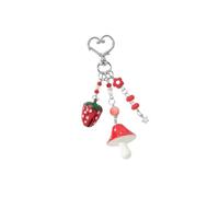Wdbild Porte-clés avec breloque pour sac de vacances, décoration de Noël avec fraise, clochettes, étoiles, champignons, résine, métal, festival, saison, D, One Size