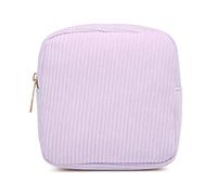 Wdbild Portefeuille, Femmes Velours Côtelé Petit Sac de Maquillage de Couleur Solide Fermeture Éclair Porte-Monnaie Cosmétique Portable Sac de Rangement de Toilette, violet, Taille unique
