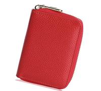 Wdbild Portefeuille, RFID Blocage Carte de Crédit Portefeuille, Organisateurs de Cartes Accordéon Sac à Main Taille Compacte Pu Cuir Fermetures à Glissières Porte-cartes Titulaire, Rouge, 11*8*2.5cm